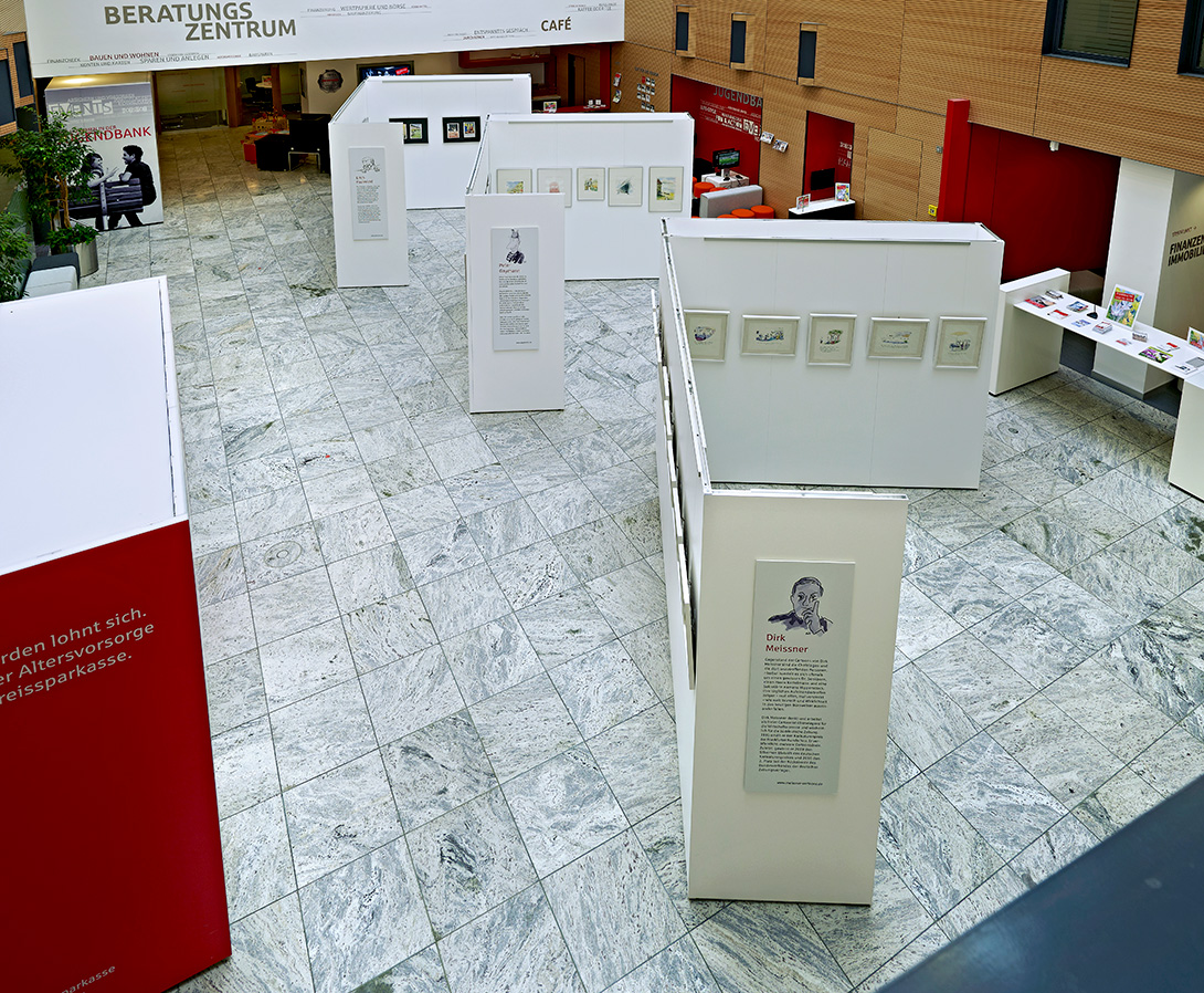 Mila-wall exhibition architecture in the Kreissparkasse Augsburg